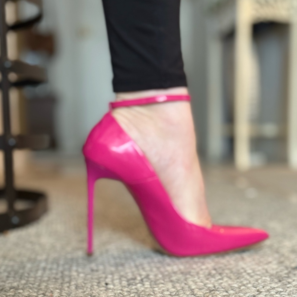 OSCAR DE LA RENTA high heels pink stunning leather stilettos pumps - Picture 6 of 12